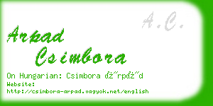arpad csimbora business card